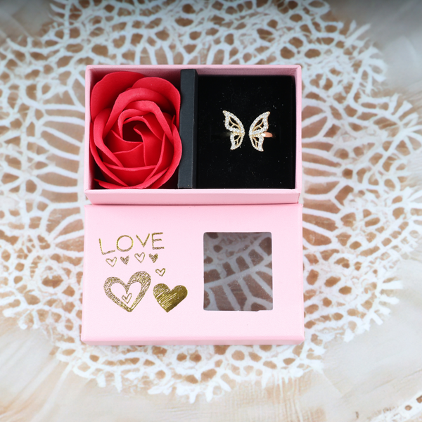 Love gold butterfly wings ring Boho Bloom
