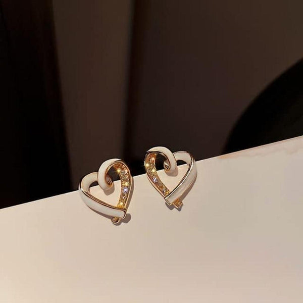 Gold Heart Stud Earrings Boho Bloom