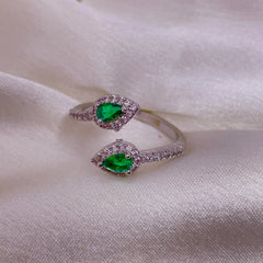 Dual Gem Green Ring Boho Bloom