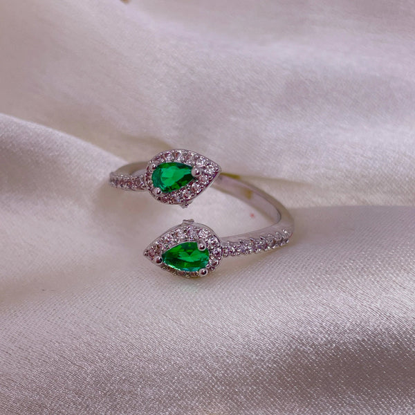Dual Gem Green Ring Boho Bloom