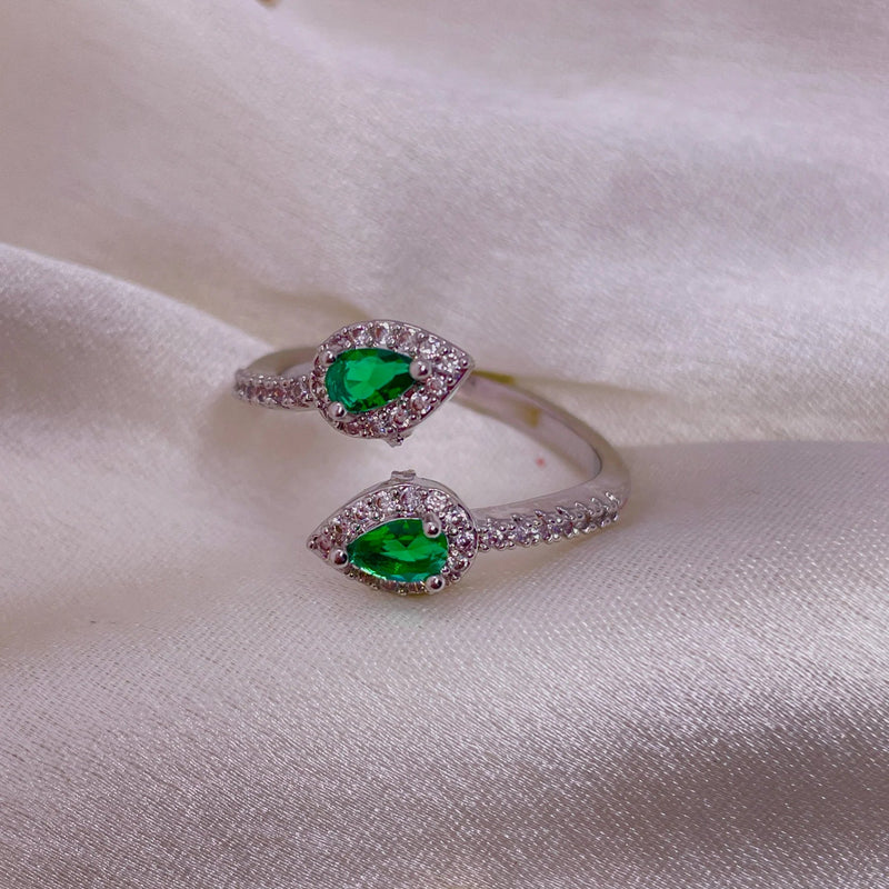 Dual Gem Green Ring Boho Bloom