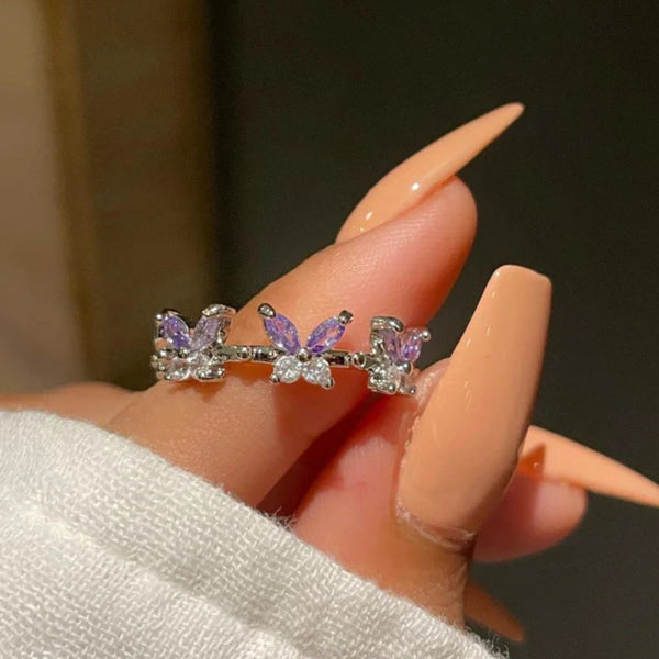 Purple Rounded Crowned Ring Boho Bloom