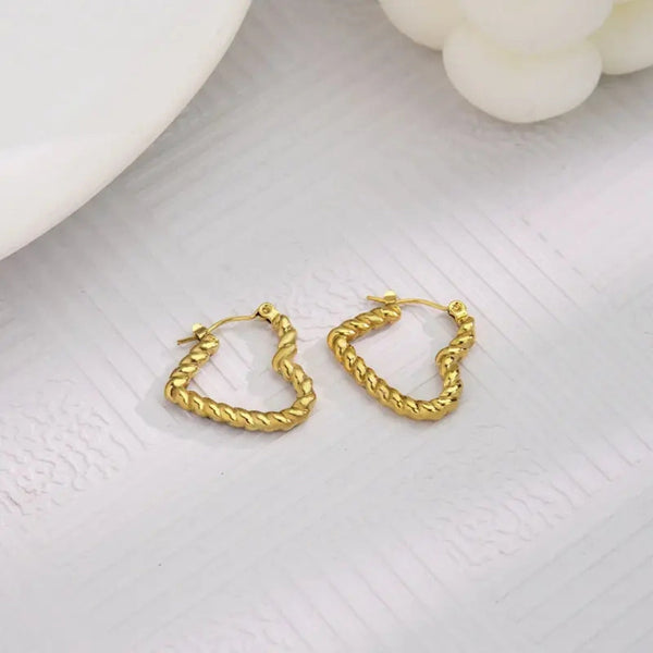 Anti tarnish Geometric Heart shape earrings Boho Bloom