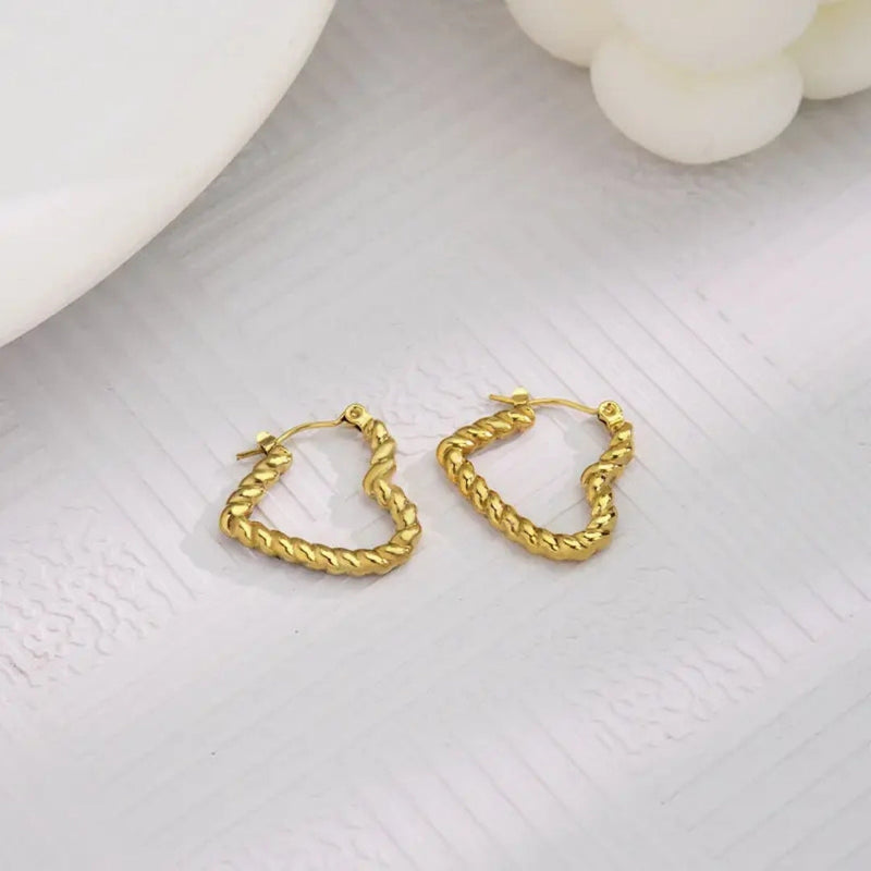 Anti tarnish Geometric Heart shape earrings Boho Bloom