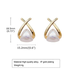 Gold X Pearl Stud Earrings Boho Bloom