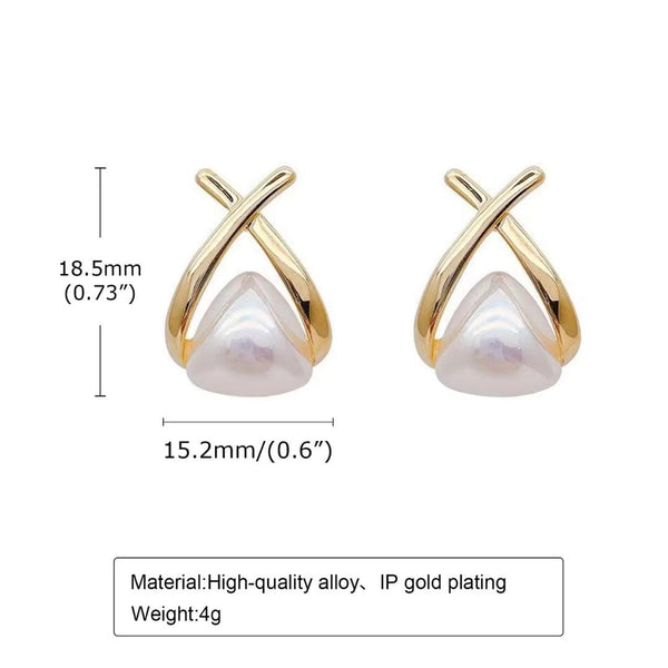 Gold X Pearl Stud Earrings Boho Bloom