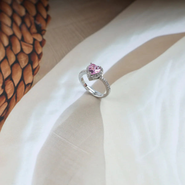 Love Pink Heart Ring Boho Bloom