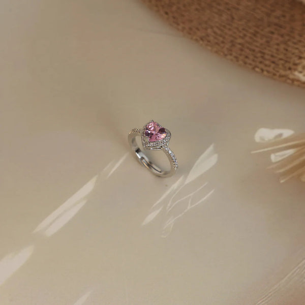 Love Pink Heart Ring Boho Bloom