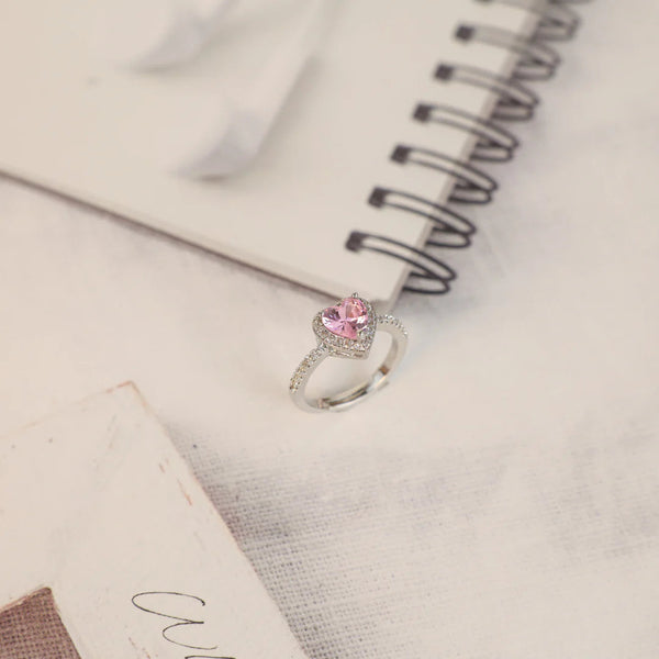 Love Pink Heart Ring Boho Bloom