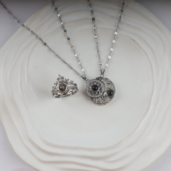 Love Moon Couple Necklace With Crown Ring Boho Bloom