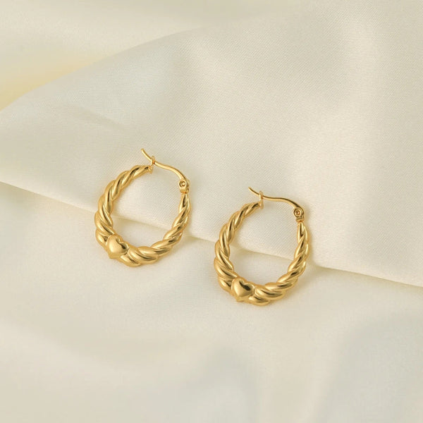 Anti tarnish heart hoop earrings Boho Bloom