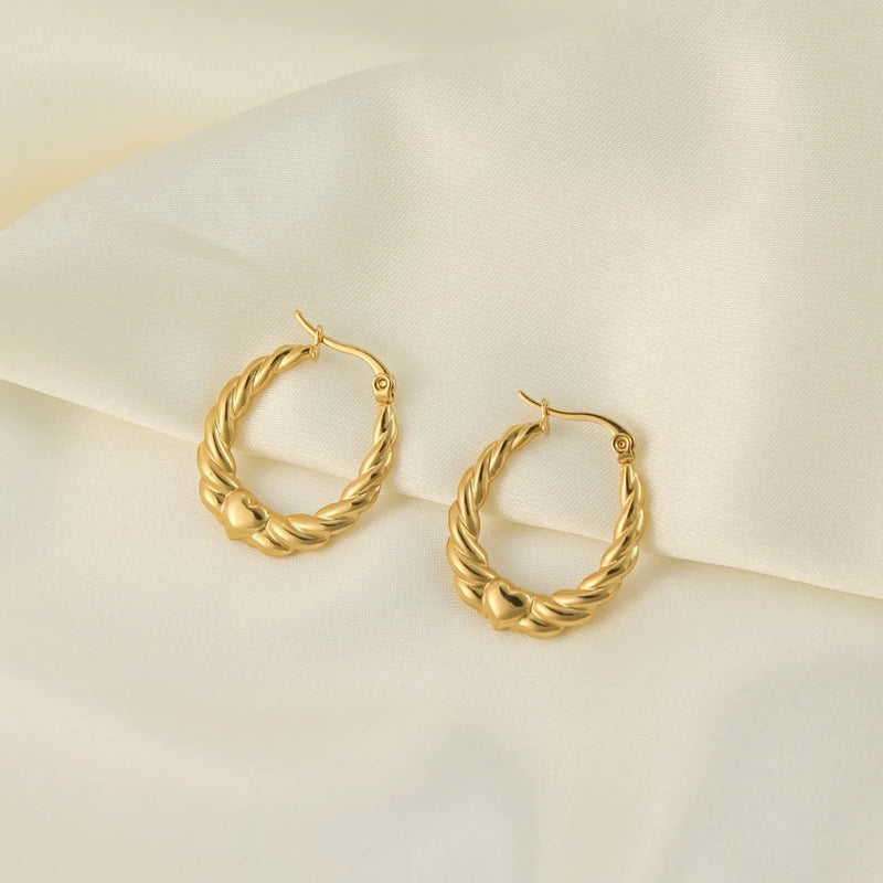 Anti tarnish heart hoop earrings Boho Bloom