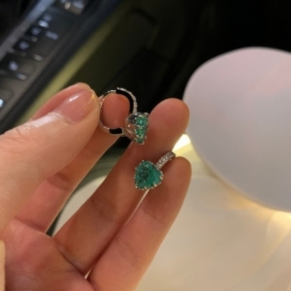 Silver Plated Green Stone Hoop Earring Boho Bloom