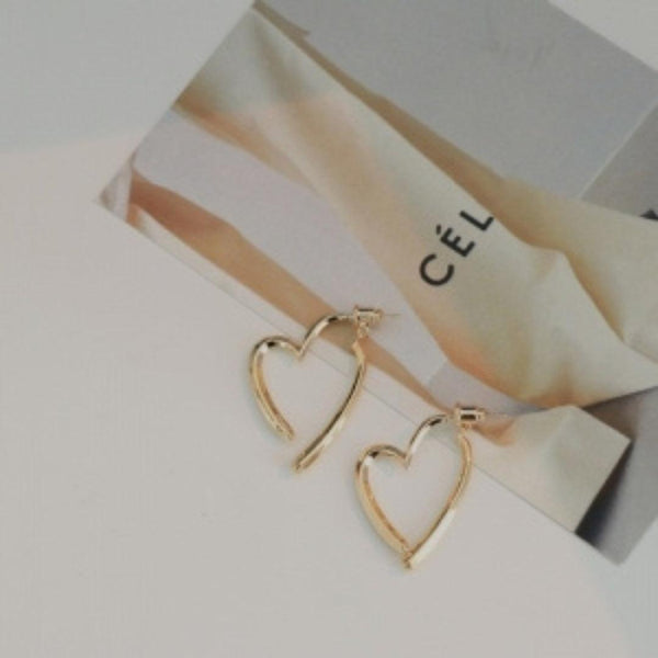 Gold Heart Hoop Earrings Boho Bloom