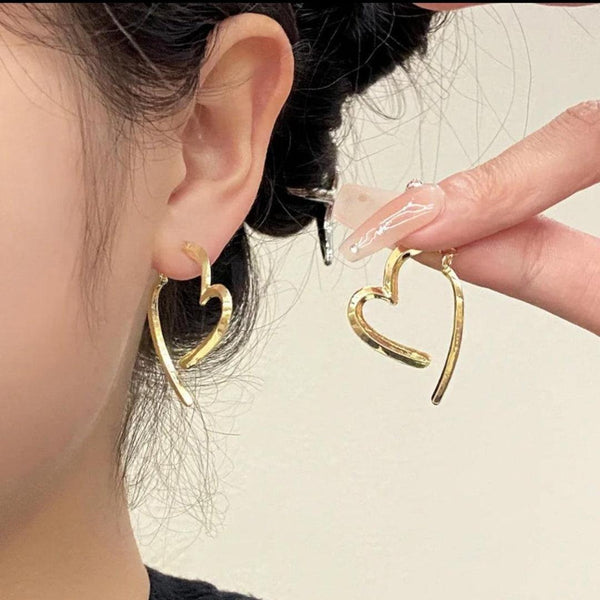 Gold Heart Hoop Earrings Boho Bloom