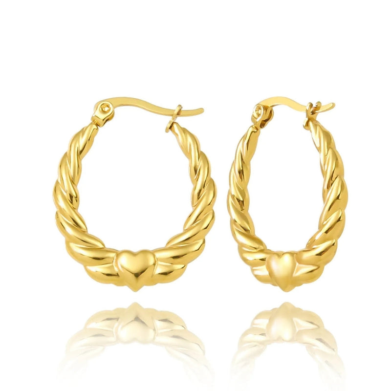 Anti tarnish heart hoop earrings Boho Bloom