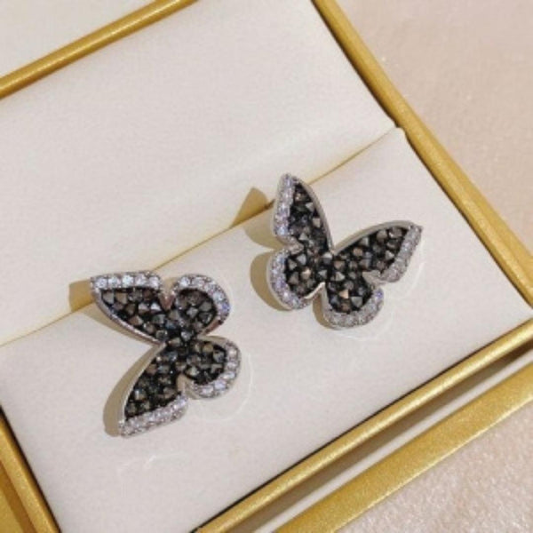 Glamorous Black Butterfly Crystal Earrings Boho Bloom