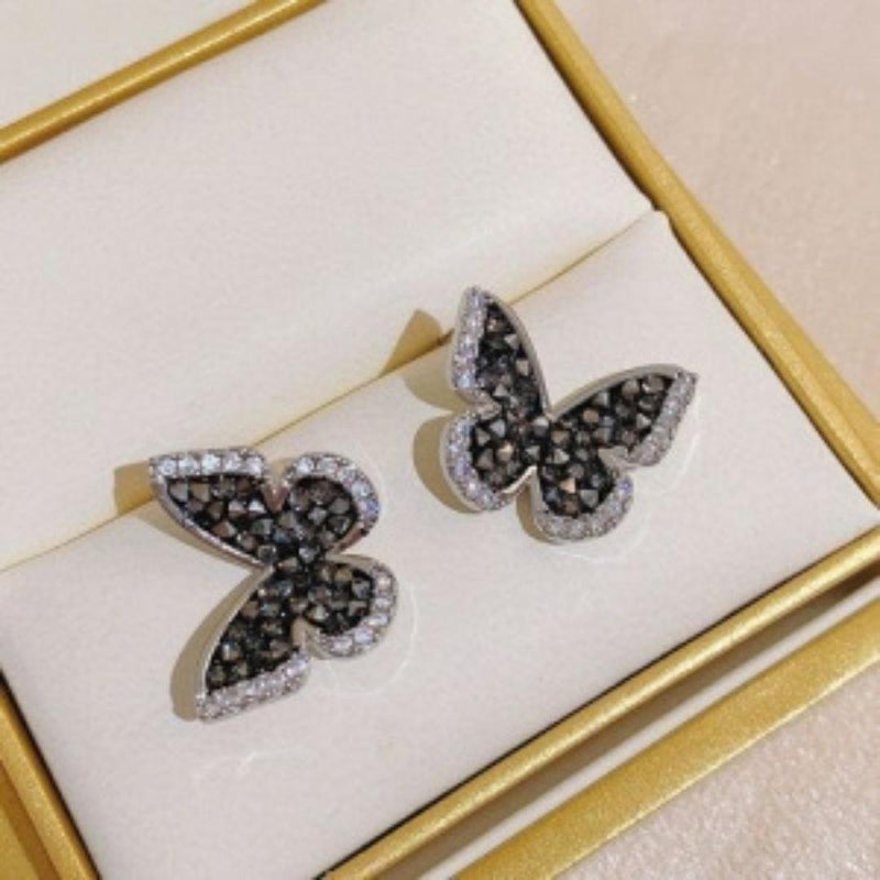 Glamorous Black Butterfly Crystal Earrings Boho Bloom