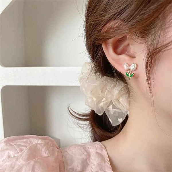 Vintage Pearl Halo Hoop Earrings Boho Bloom