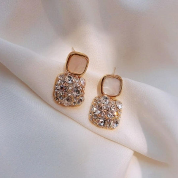 Dual-Square Crystal Drop Earrings Boho Bloom