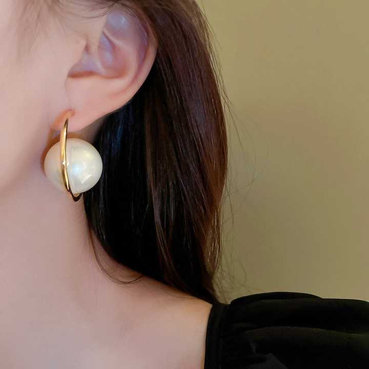 Modern Hoop Pearl Earrings Boho Bloom
