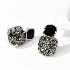 Dual-Square Crystal Drop Earrings Boho Bloom
