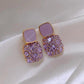 Dual-Square Crystal Drop Earrings Boho Bloom