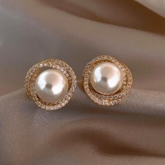 Pearl and Rhinestone Stud Earrings Boho Bloom