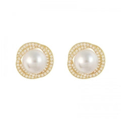 Pearl and Rhinestone Stud Earrings Boho Bloom