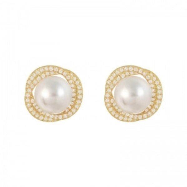 Pearl and Rhinestone Stud Earrings Boho Bloom