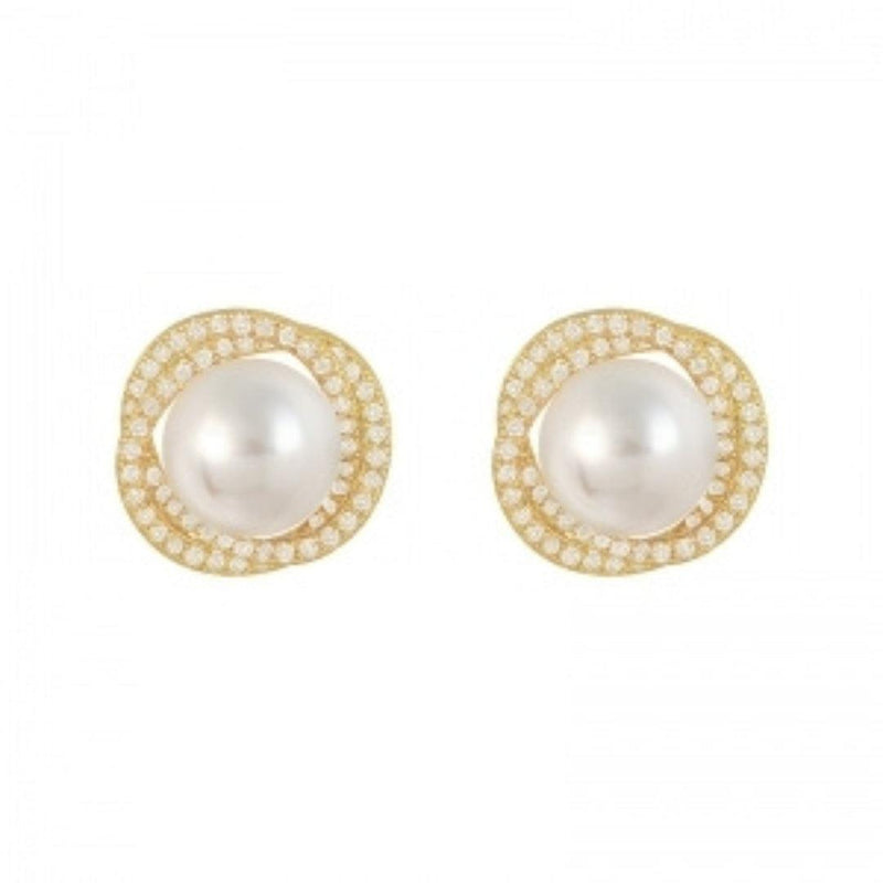 Pearl and Rhinestone Stud Earrings Boho Bloom