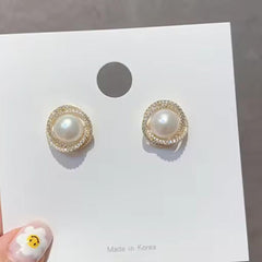 Pearl and Rhinestone Stud Earrings Boho Bloom