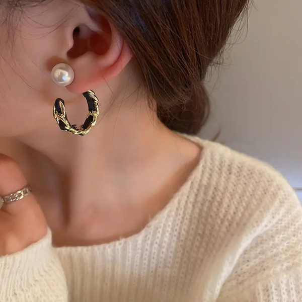 Authentic Party Wear Black Hoop Earring Boho Bloom