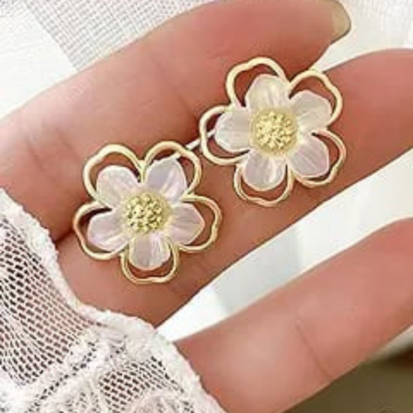 Gold Plated Mini Cute Flower Stud Earring Boho Bloom