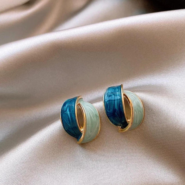 Dual colour twisted overlay studs earrings Boho Bloom