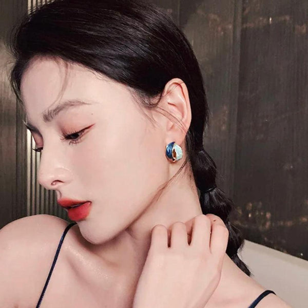 Dual colour twisted overlay studs earrings Boho Bloom