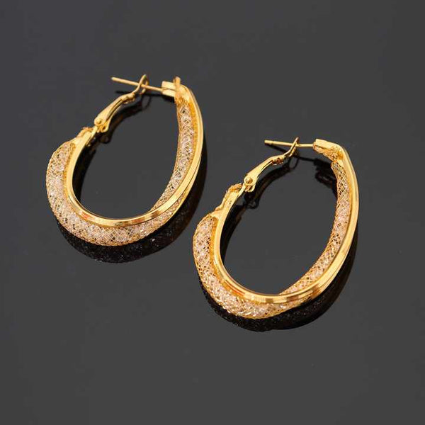 Gold-Plated Circular Hoop Earrings Boho Bloom