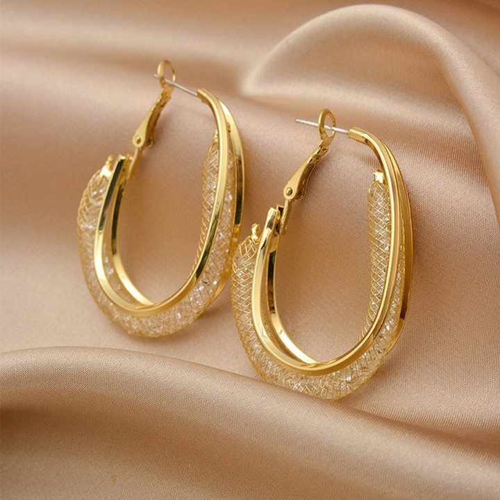 Gold-Plated Circular Hoop Earrings Boho Bloom
