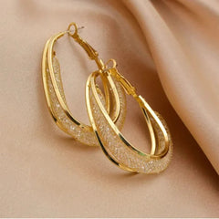 Gold-Plated Circular Hoop Earrings Boho Bloom