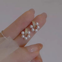 Flower Pearl Stud Earrings Boho Bloom