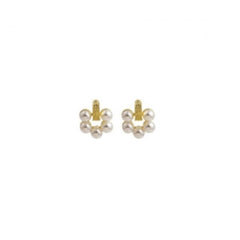 Flower Pearl Stud Earrings Boho Bloom