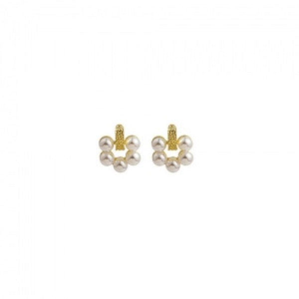 Flower Pearl Stud Earrings Boho Bloom