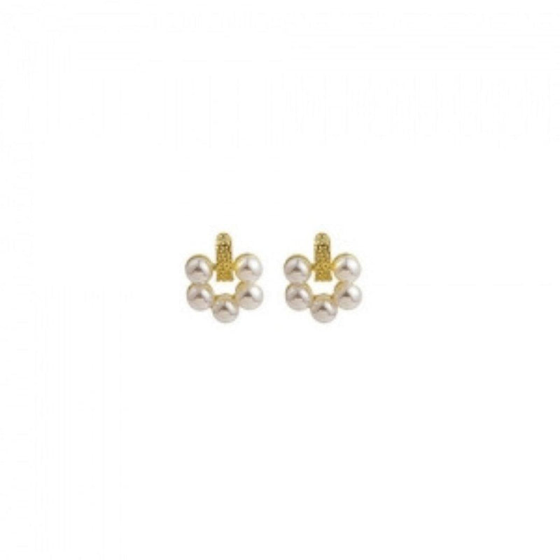 Flower Pearl Stud Earrings Boho Bloom