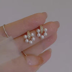 Flower Pearl Stud Earrings Boho Bloom