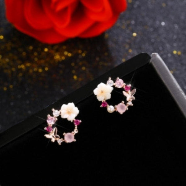Floral and Gemstone Hoop Earrings Boho Bloom
