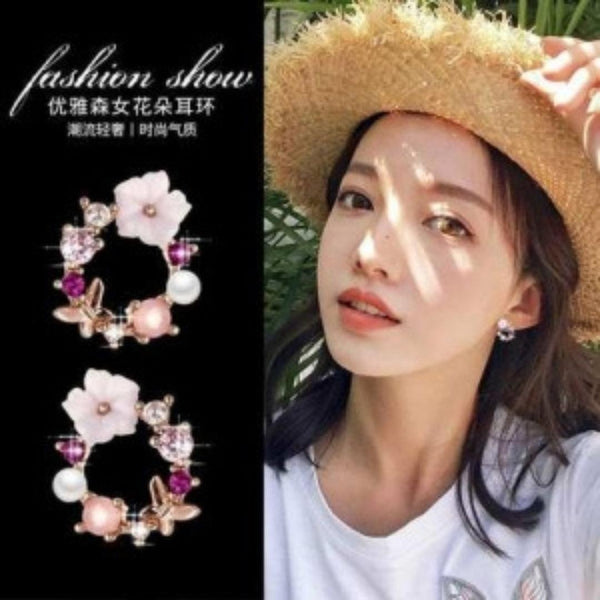 Floral and Gemstone Hoop Earrings Boho Bloom