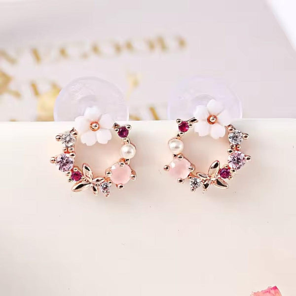 Floral and Gemstone Hoop Earrings Boho Bloom