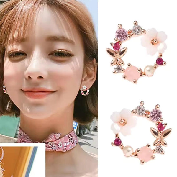 Floral and Gemstone Hoop Earrings Boho Bloom