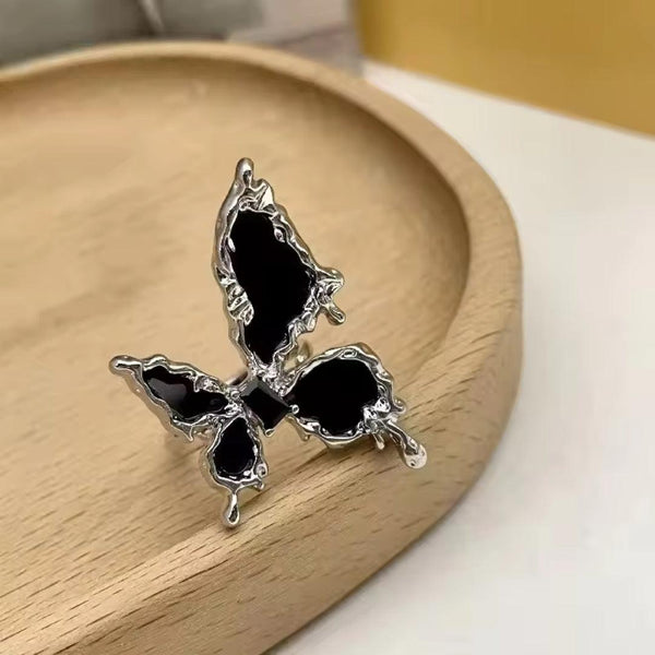Black Butterfly Statement Ring Boho Bloom