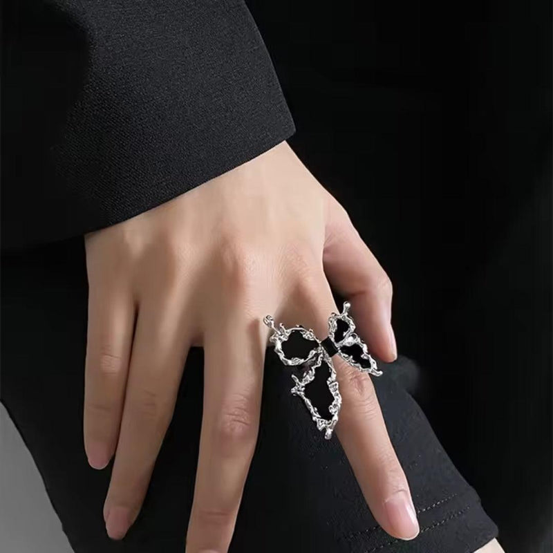 Black Butterfly Statement Ring Boho Bloom